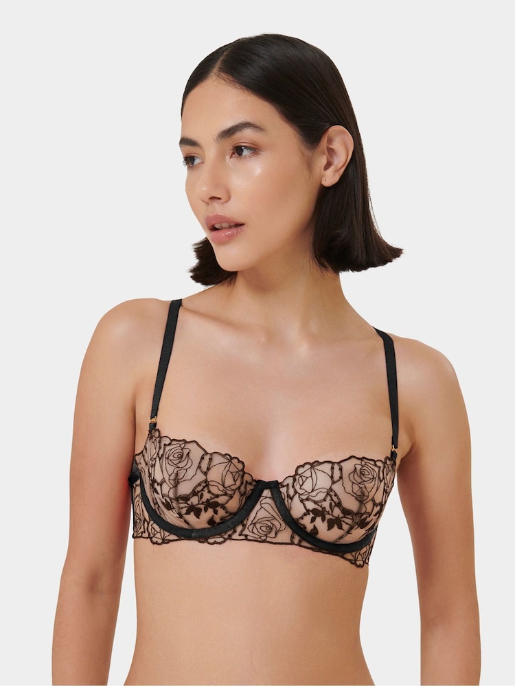 Bluebella Rosalie Balcony Underwired Rose Embroidered Mesh Bra - Image 1 of 6