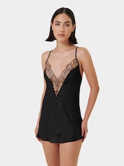 Bluebella Rosalie Short Plunge Satin and Rose Embroidered Chemise - Image 1 of 5