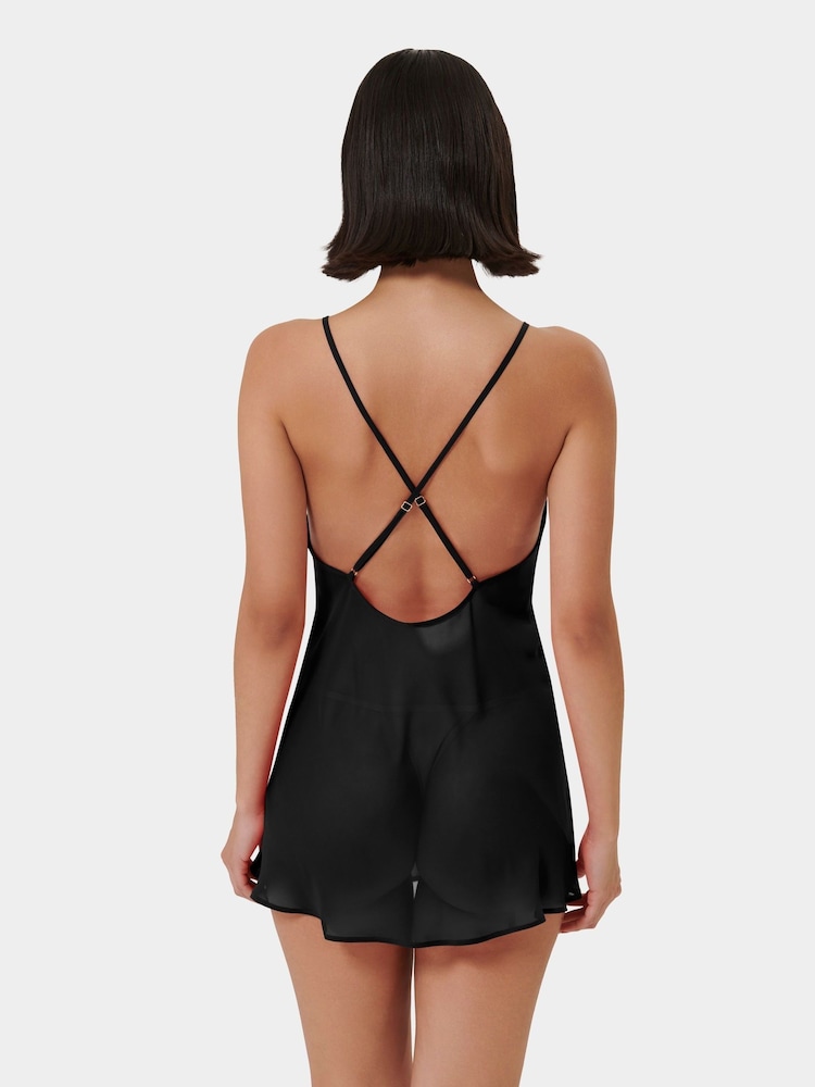 Bluebella Rosalie Short Plunge Satin and Rose Embroidered Chemise - Image 2 of 5