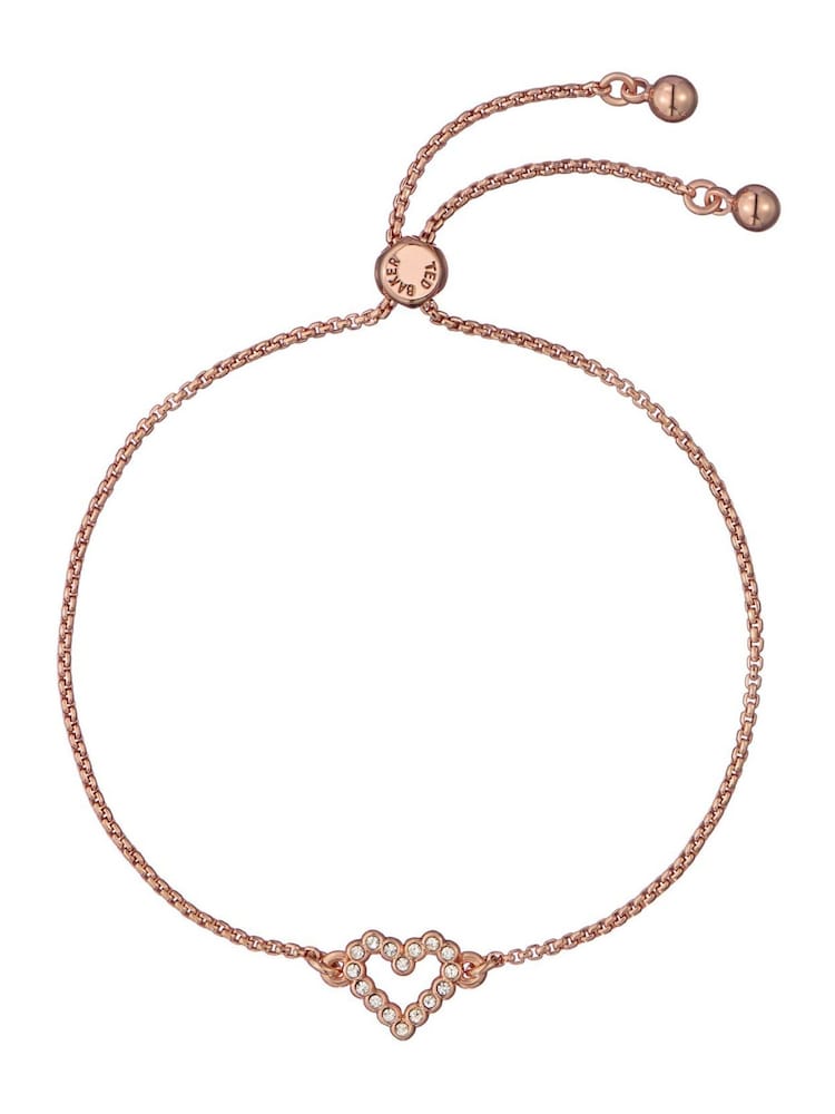Ted Baker Pink Tone Amorita Crystal Halo Heart Adjustable Bracelet - Image 1 of 4