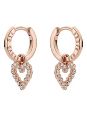 Ted Baker Pink Tone Amora Crystal Halo Heart Huggie Earrings - Image 2 of 3