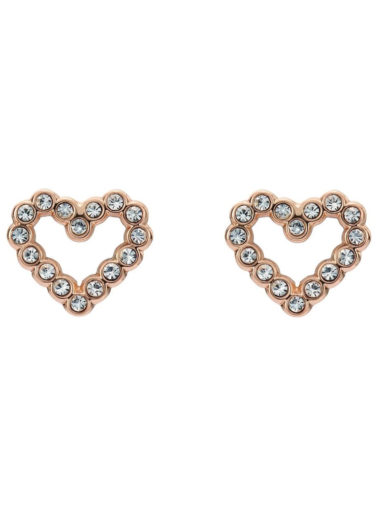 Ted Baker Pink Tone Amorina Crystal Halo Heart Stud Earrings - Image 1 of 2