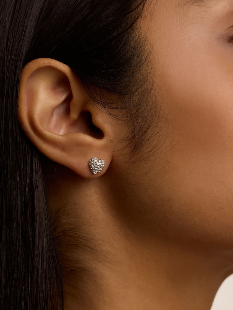 Ted Baker Silver Tone Adoraa Crystal Sweetheart Stud Earrings - Image 1 of 4