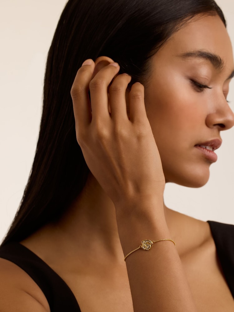 Ted Baker Gold Tone Florina Crystal Flower Adjustable Bracelet - Image 2 of 4