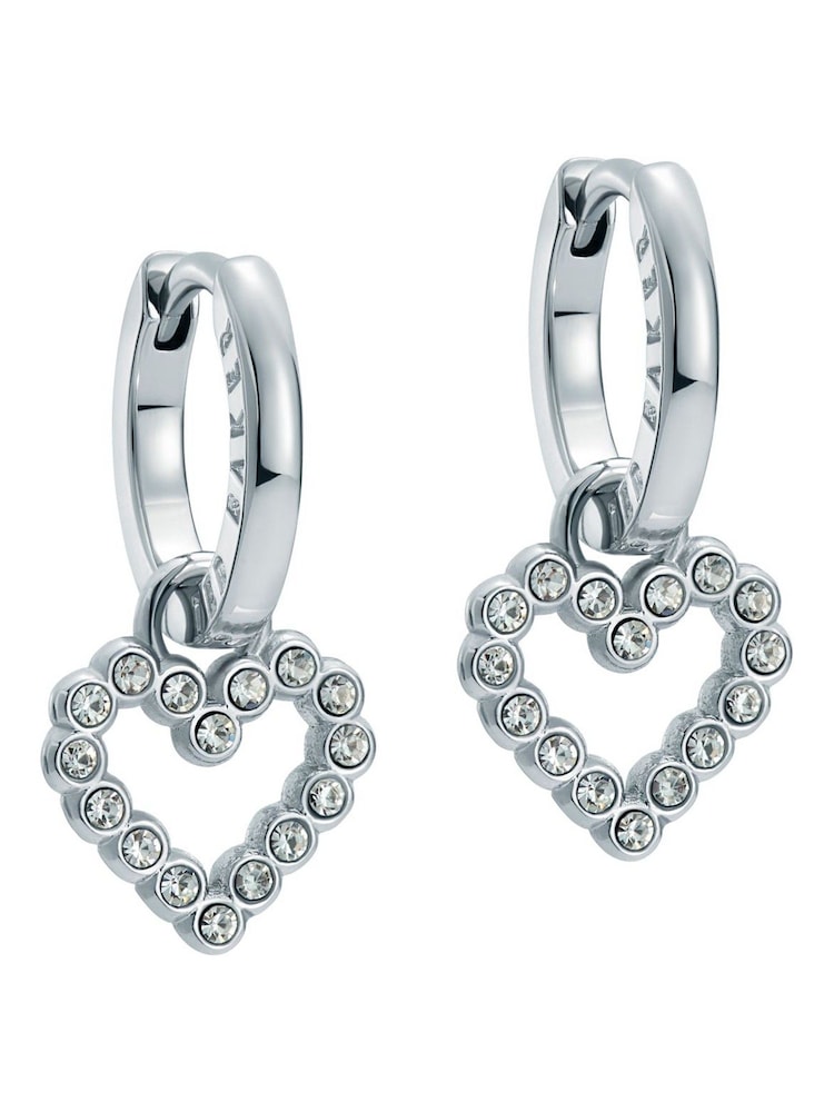 Ted Baker Silver Tone Amora Crystal Halo Heart Huggie Earrings - Image 1 of 4