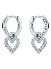 Ted Baker Silver Tone Amora Crystal Halo Heart Huggie Earrings - Image 2 of 4
