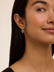 Ted Baker Silver Tone Amora Crystal Halo Heart Huggie Earrings - Image 3 of 4