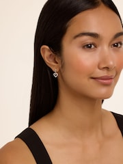 Ted Baker Silver Tone Amora Crystal Halo Heart Huggie Earrings - Image 4 of 4