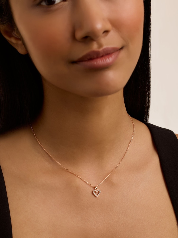 Ted Baker Pink Tone Amore Crystal Halo Heart Pendant Necklace - Image 1 of 4