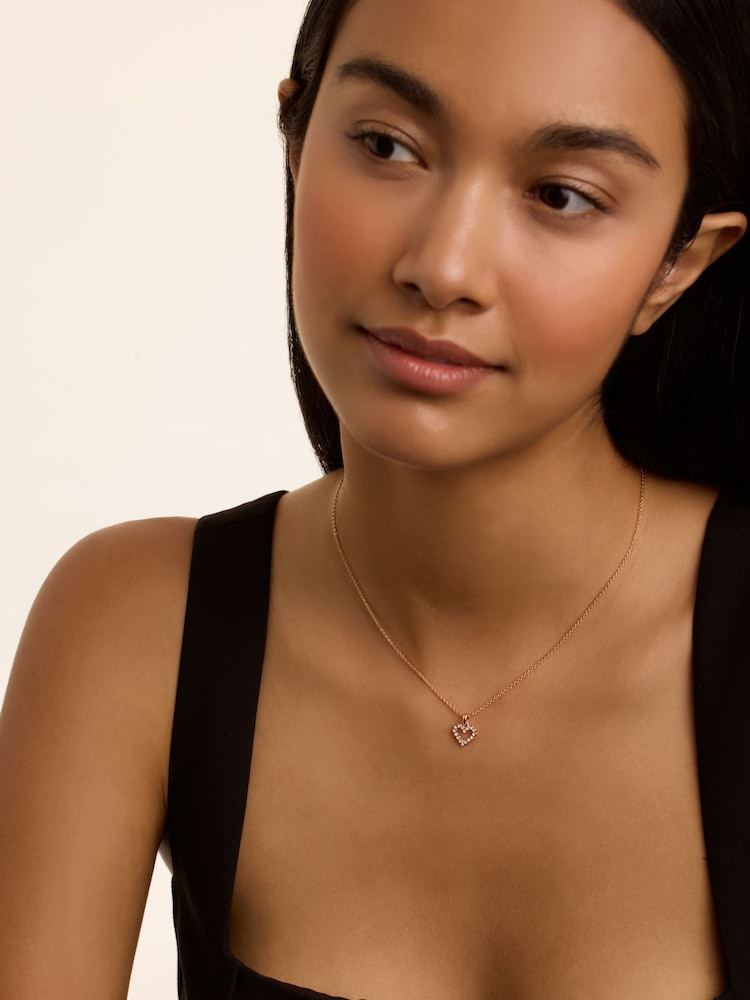 Ted Baker Pink Tone Amore Crystal Halo Heart Pendant Necklace - Image 2 of 4