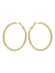 Ted Baker Gold Tone Large Perla Pearl Hoop Earrings - Image 2 of 4