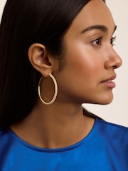 Ted Baker Gold Tone Large Perla Pearl Hoop Earrings - Image 3 of 4