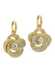 Ted Baker Gold Tone Florence Crystal Flower Huggie Earrings - Image 1 of 3