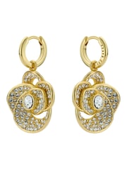 Ted Baker Gold Tone Florence Crystal Flower Huggie Earrings - Image 2 of 3