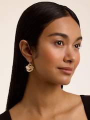 Ted Baker Gold Tone Florence Crystal Flower Huggie Earrings - Image 3 of 3