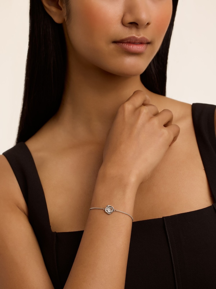 Ted Baker Silver Tone Florina Crystal Flower Adjustable Bracelet - Image 4 of 4