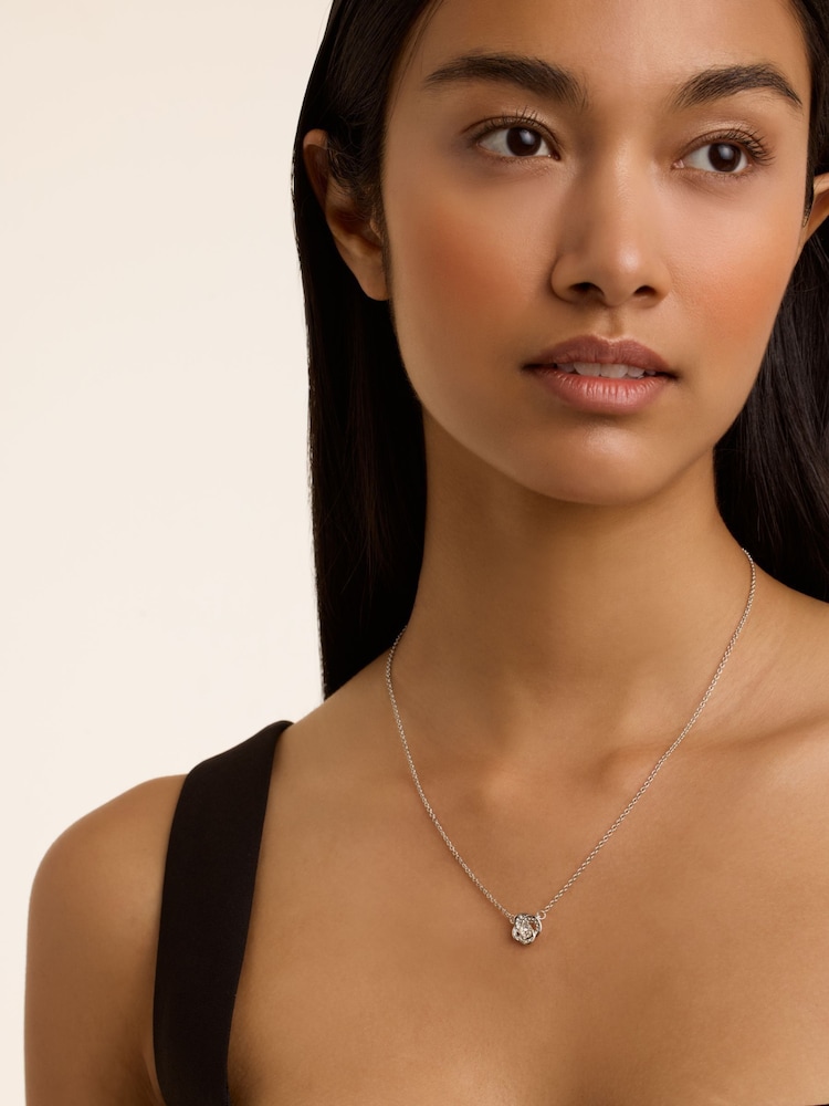 Ted Baker Silver Tone Florita Crystal Flower Pendant Necklace - Image 4 of 4