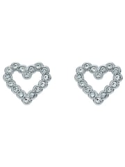 Ted Baker Silver Tone Amorina Crystal Halo Heart Stud Earrings - Image 1 of 4