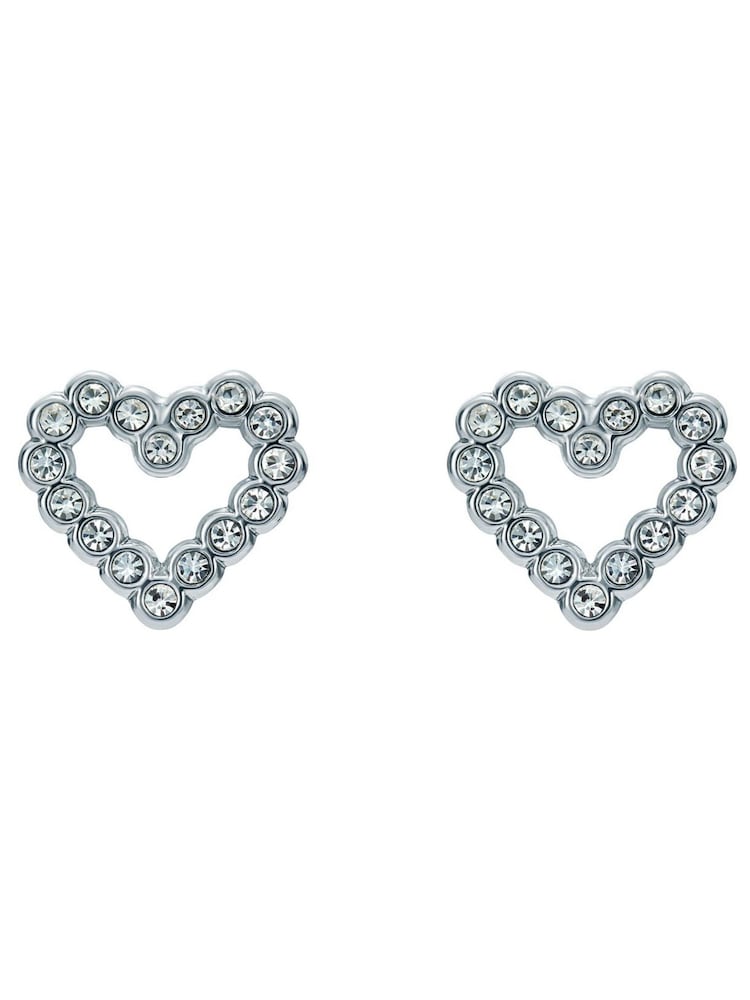 Ted Baker Silver Tone Amorina Crystal Halo Heart Stud Earrings - Image 1 of 4