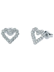 Ted Baker Silver Tone Amorina Crystal Halo Heart Stud Earrings - Image 2 of 4