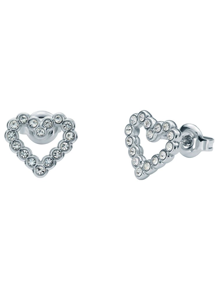 Ted Baker Silver Tone Amorina Crystal Halo Heart Stud Earrings - Image 2 of 4