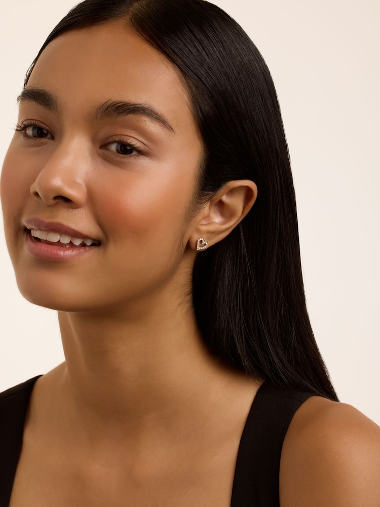 Ted Baker Silver Tone Amorina Crystal Halo Heart Stud Earrings - Image 4 of 4