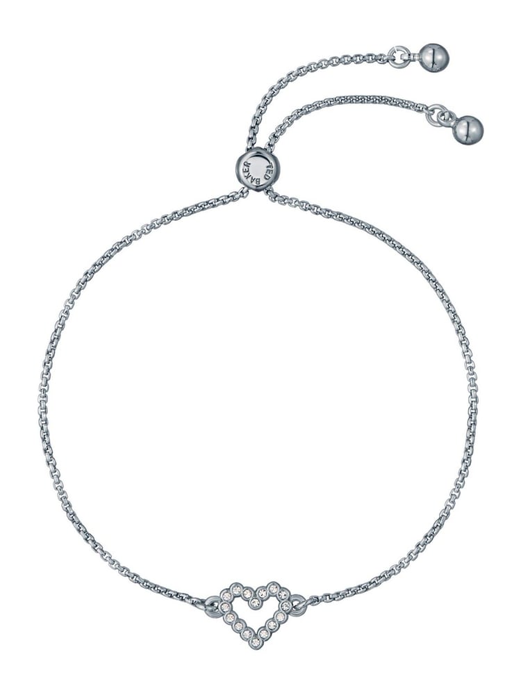 Ted Baker Silver Tone Amorita Crystal Halo Heart Adjustable Bracelet - Image 1 of 4
