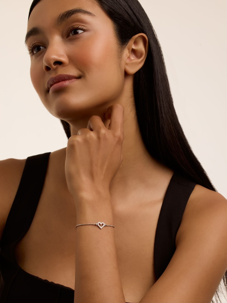 Ted Baker Silver Tone Amorita Crystal Halo Heart Adjustable Bracelet - Image 4 of 4