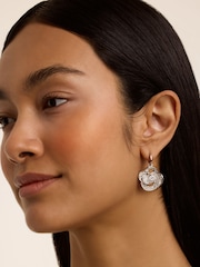 Ted Baker Silver Tone Florence Crystal Flower Huggie Earrings - Image 3 of 4