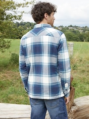 Threadbare Blue 100% Cotton Borg Lined Check Shacket - Image 2 of 4