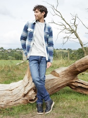 Threadbare Blue 100% Cotton Borg Lined Check Shacket - Image 4 of 4