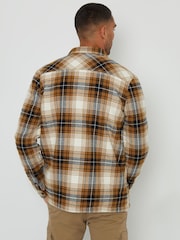 Threadbare Brown 100% Cotton Check Borg Lined Shacket - Image 3 of 4