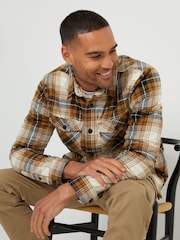 Threadbare Brown 100% Cotton Check Borg Lined Shacket - Image 4 of 4