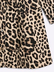 River Island Brown Girls Denim Leopard Print 100% Cotton Dress - Image 3 of 4