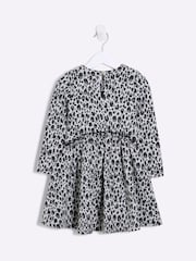 River Island Grey Girls Leopard Print Smock 100% Cotton Dress - Image 1 of 4