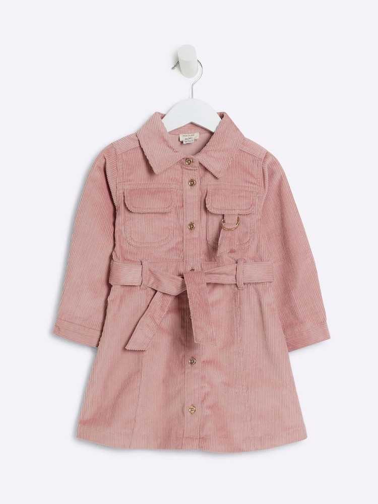 River Island Pink Girls Denim Leopard Print 100% Cotton Dress - Image 1 of 4 River Island Pink Girls Denim Leopard Print 100% Cotton Dress - Image 1 of 4