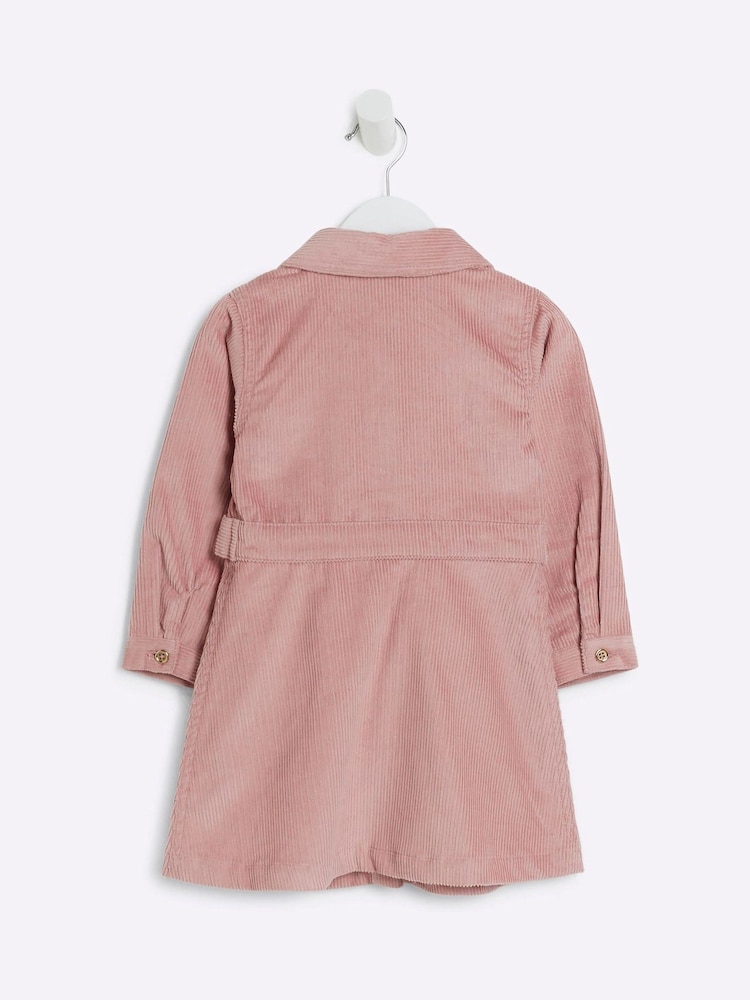 River Island Pink Girls Denim Leopard Print 100% Cotton Dress - Image 2 of 4 River Island Pink Girls Denim Leopard Print 100% Cotton Dress - Image 2 of 4