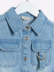 River Island Blue Girls Denim Leopard Print 100% Cotton Dress - Image 3 of 4
