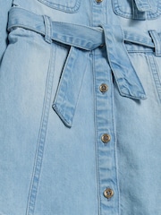River Island Blue Girls Denim Leopard Print 100% Cotton Dress - Image 4 of 4