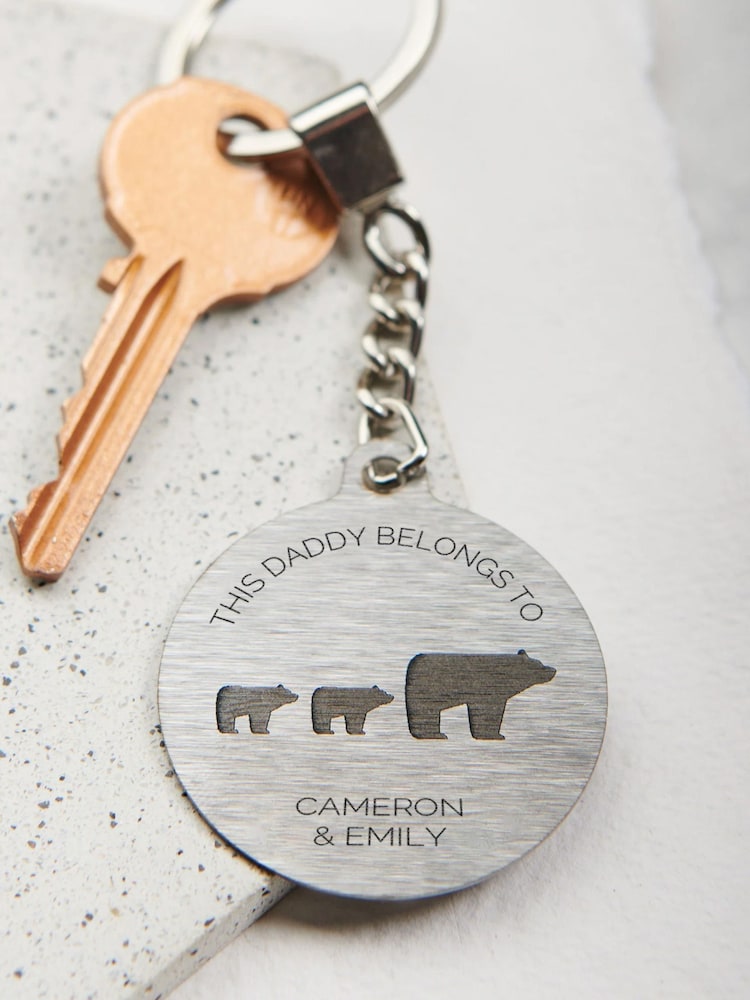 Daddy Baby Personalised Bears Keyring by Oakdene - Image 1 of 2