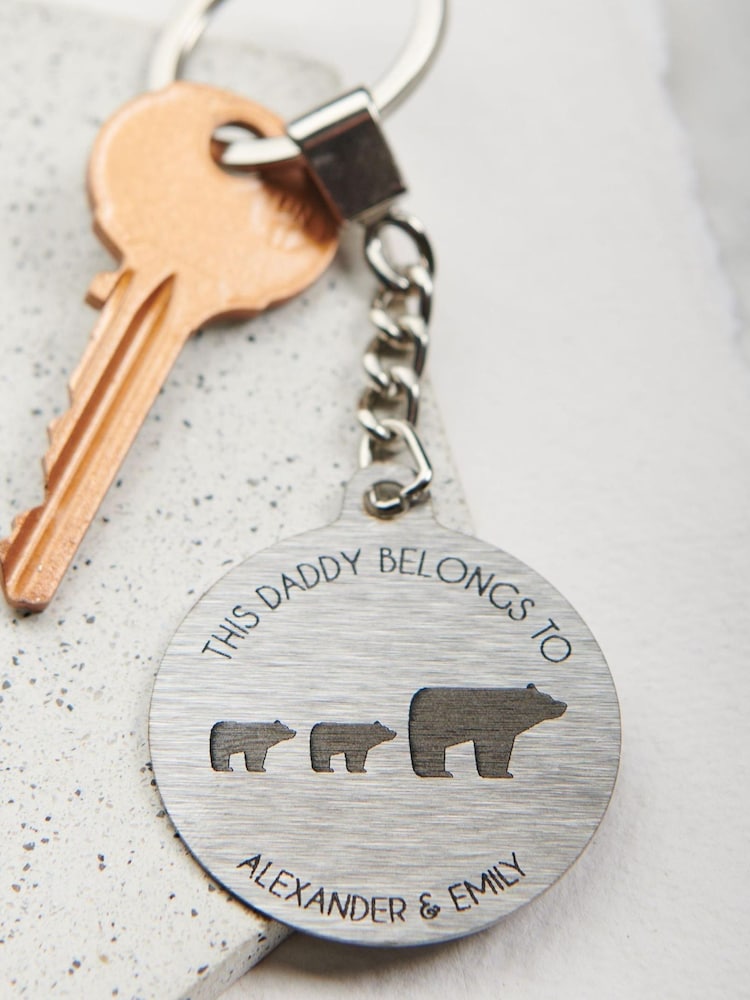 Daddy Baby Personalised Bears Keyring by Oakdene - Image 2 of 2