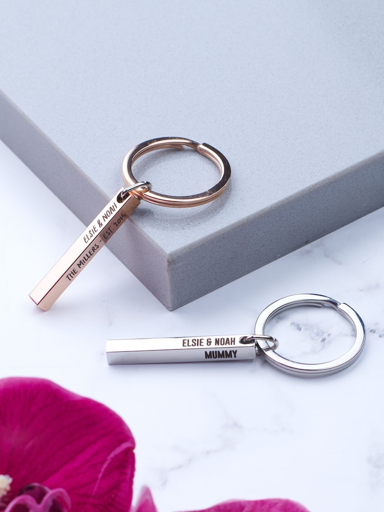Personalised Family Metal Bar Keyring by Oakdene - Image 1 of 2