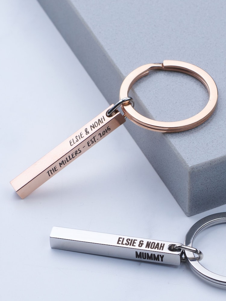 Personalised Family Metal Bar Keyring by Oakdene - Image 2 of 2