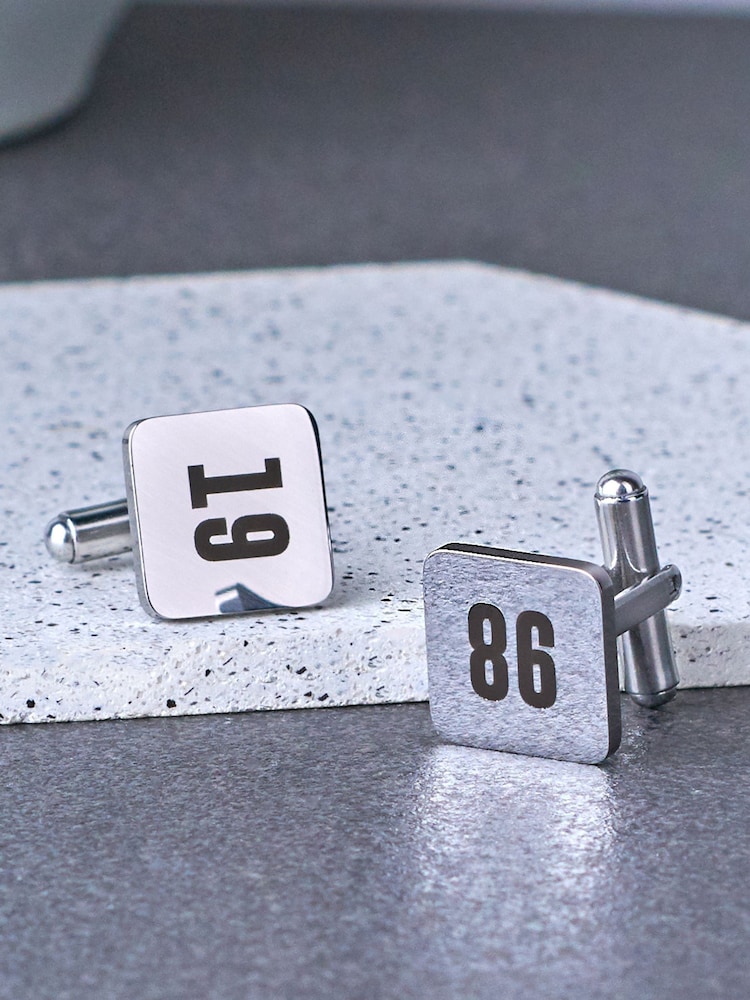 Personalised Significant Date Cufflinks by Oakdene - Image 1 of 2