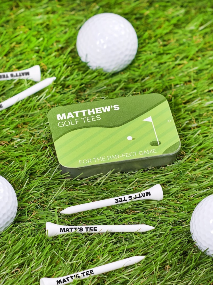 Personalised Set Of 8 Golf Tees In A Tin by Oakdene - Image 1 of 1