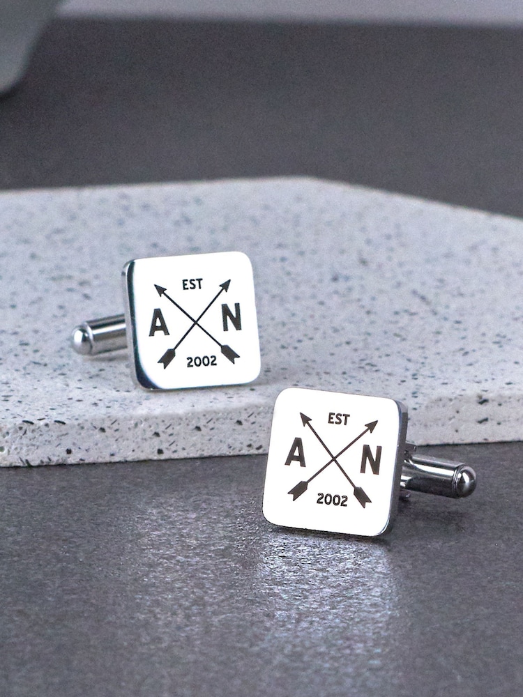 Personalised Love Arrow Cufflinks by Oakdene - Image 1 of 2