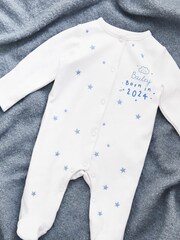 Personalised 100% Cotton Born in 2024 Star Design Sleepsuit By My 1st Years - Image 1 of 5