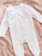 Personalised 100% Cotton Born in 2024 Star Design Sleepsuit By My 1st Years - Image 1 of 5