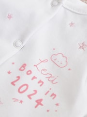 Personalised 100% Cotton Born in 2024 Star Design Sleepsuit By My 1st Years - Image 2 of 5