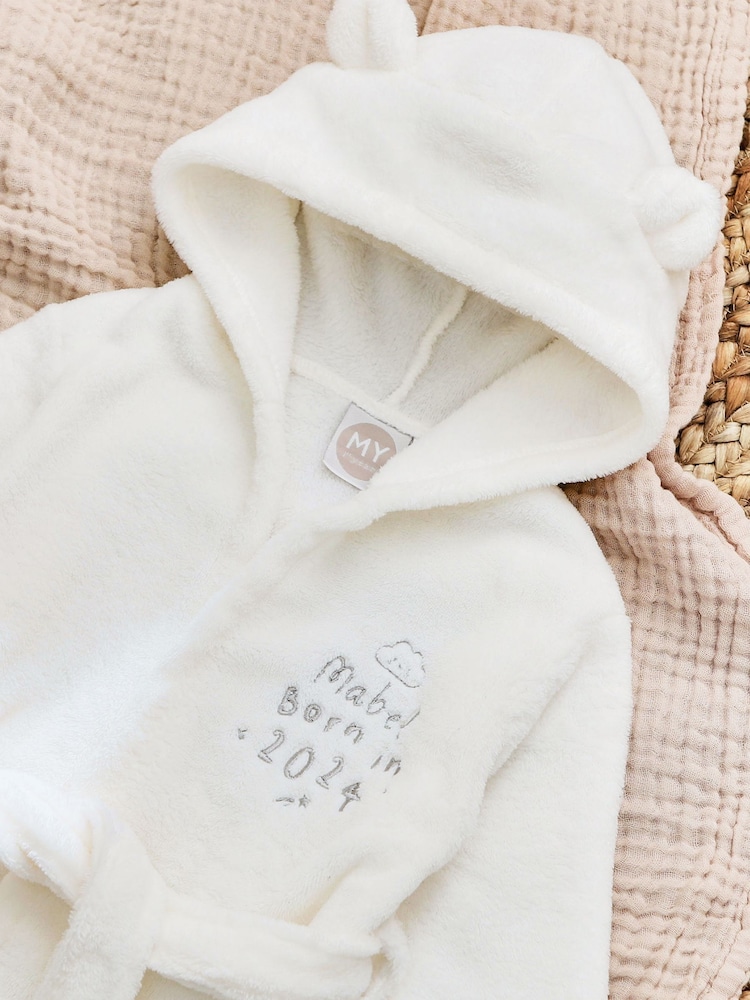 Personalised Born in 2024 Ivory Fleece Robe with Ears by My 1st Years - Image 1 of 5